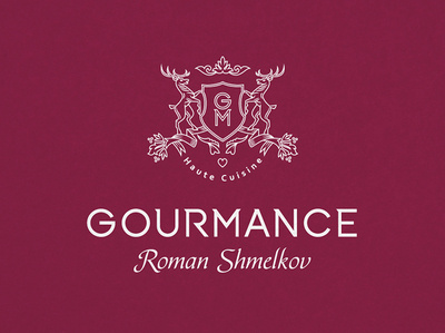Gourmance logo design blazon coat of arms deer logo deers gourmance haute cuisine logo logo design restaurant restaurant branding restaurant logo