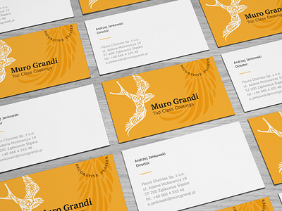 Muro Grandi / Business card birds branding business card design cards identity illustration swallow wing yellow визуальная идентификация ласточка разработка логотипа