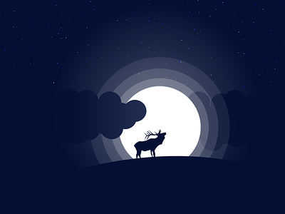 Elk Silhouette Moonlight elk illustration moonlight