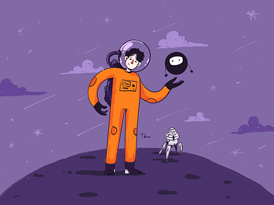 Astronaut on purple planet