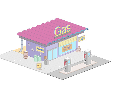 gas station building isometry vector