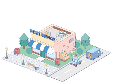 Isometric post office building isometry vector