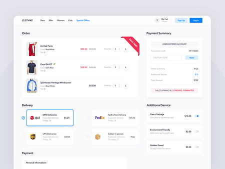 Clothing store - Checkout by Piotr Kosmala on Dribbble