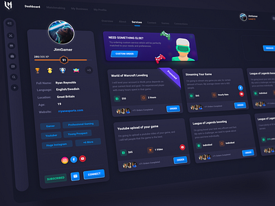 LevelHeroes gaming platform - services dashboard colorful dashboard design games gaming services ui user experience user interface ux web website