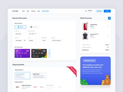 Clothing store - Checkout informations by Piotrek Kosmala on Dribbble