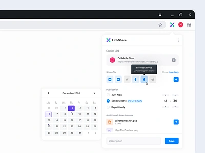 LinkShare browser addon concept app calendar colorful design link links share ui upload user interface ux web website