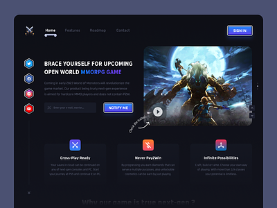 MMORPG Game landing page concept