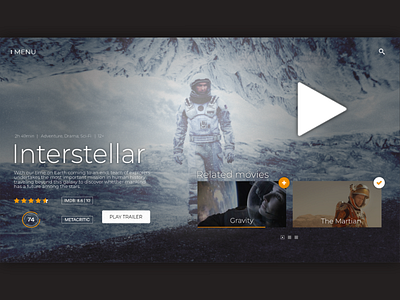 Movie page - Interstellar film landing landing page movie tv web