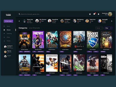 Twitch.tv Beautified 2 design landing page redesign stream streaming app twitch ui user interface ux web website