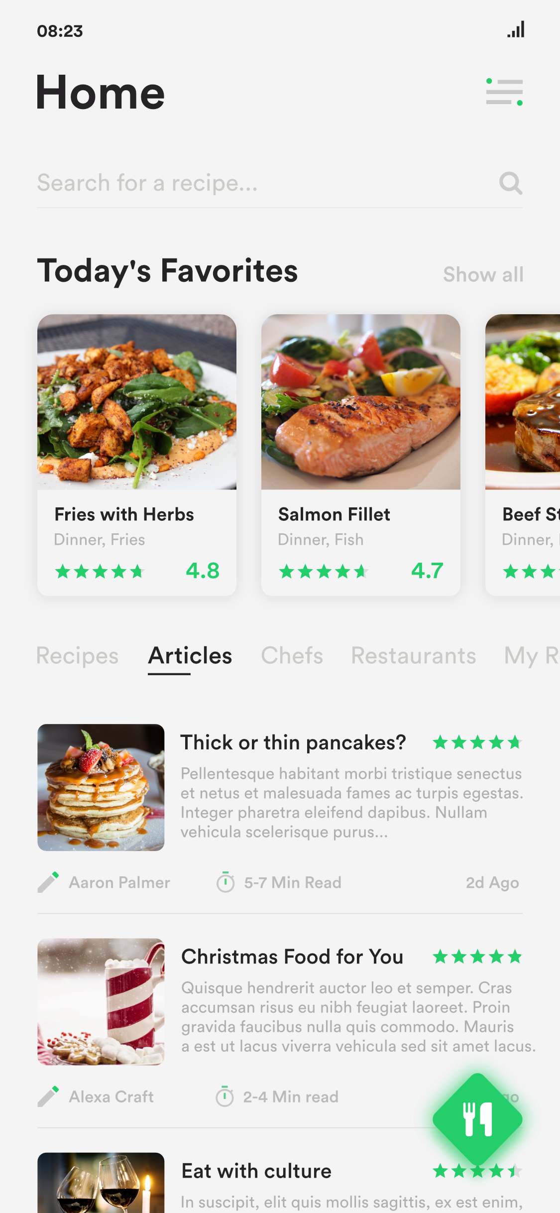 Recipe App UI by Piotr Kosmala on Dribbble