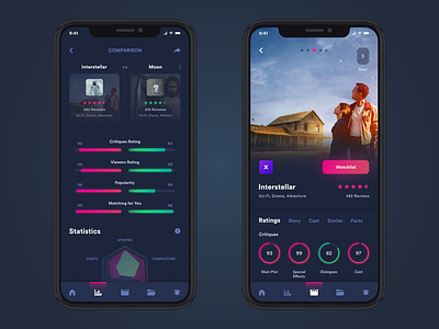 Movie app | comparison app colorful design film gradient iphone mobile movie shiny tv ui user interface