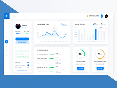 Music seller dashboard - light theme