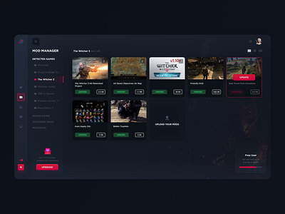 Game Modifications launcher - drag & drop aftereffects animation app design drag drag and drop games gaming gaming app interaction ui user interface web