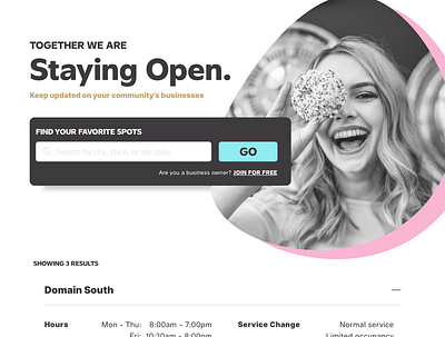 Staying Open covid ui web webdesign website