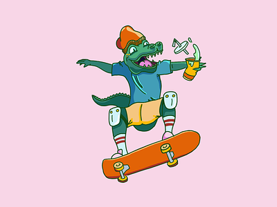 See Ya Later alligator character gator illustration illustrations skateboard skateboarder skater