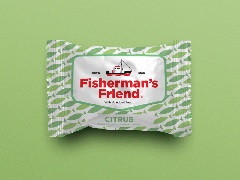 Fisherman's Friend - Packaging mockup inspiration mints sweets fish illustration flat modern packaging logo