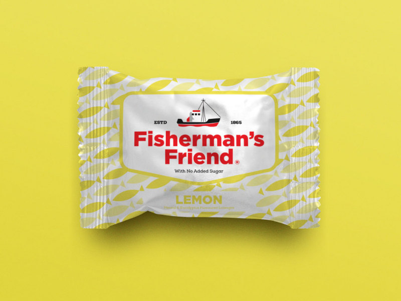 Fisherman's Friend - Re-brand food mints sweet lemon branding new fish flat illustration modern packaging logo