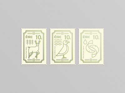 Irish Stamps animal design foil illustration irish line art minimal stamps