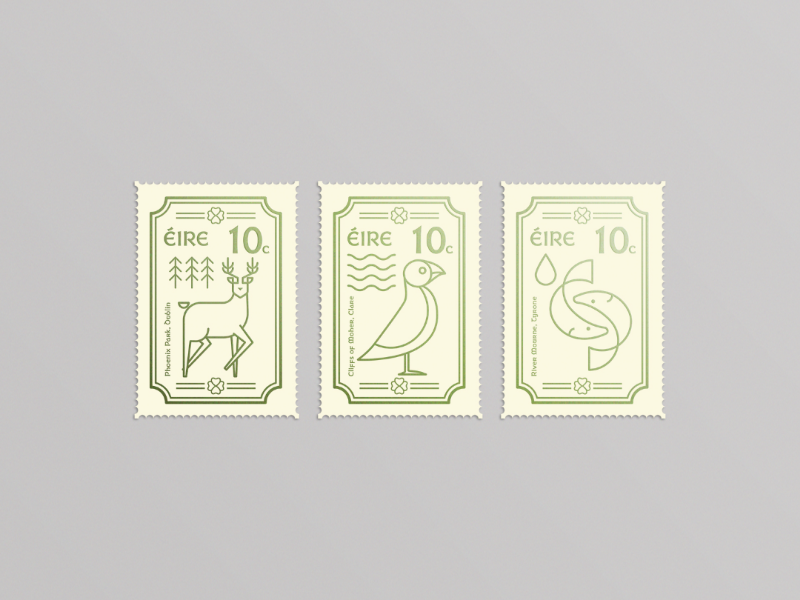 Irish Stamps irish illustration foil minimal design animal stamps line art