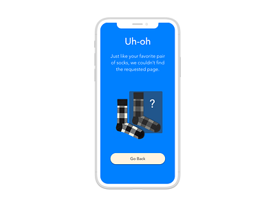 Daily UI #012 - 404 Page app daily dailyui design illustration illustrator iphone missing sketch socks typography ui ux