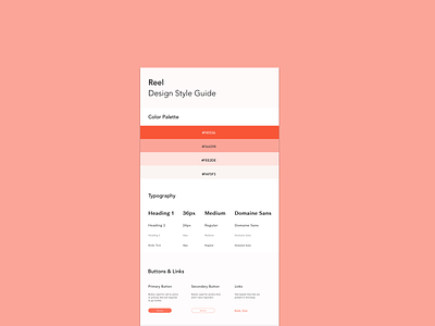 Daily UI #020 - Reel Design Style Guide buttons daily daily 100 designsystem palette system typography ui ux