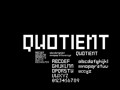 Quotient 7, 12 & 48 black custom pixel type white