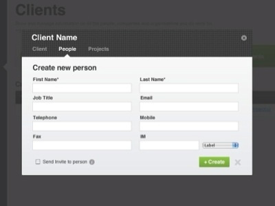 Create new person account forms modal ui