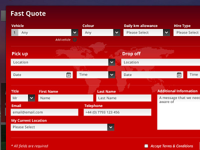 Quote Form form red select ui