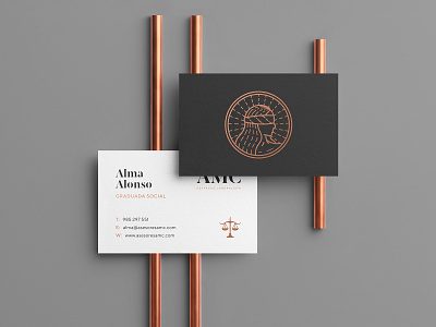 AMC Business Cards brand brand identity branding business card graphic design icon identity justice lawyer line logo stationery symbol