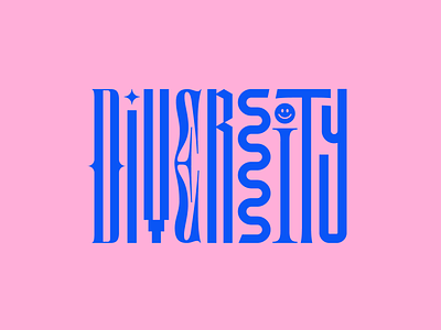 Diversity Typography blue brand branding condensed design diversity font graphic design illustrator logo logotype pink symbol type typeface typography vector
