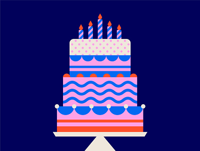 5th Birthday Illustration bakery birthday blue cake design designer flat flat design graphic design icon illustration illustrator pink poster poster design red symbol vector