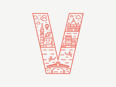 Venice icon illustration illustrator line outline type typo typography valentines vector venice