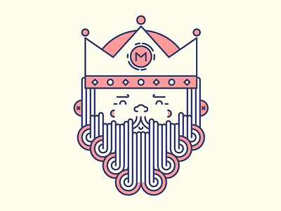 King Melchor beard crown design icon illustration king line melchor outline simple vector