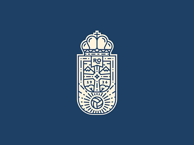 Real Oviedo Crest badge ball crest cross football illustration illustrator line logo outline oviedo soccer vector