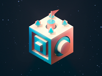 Isometric space 3d 3d art animated animated gif animation c4d geometry gif illustration illustrator isometric loop render space stars vector