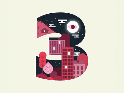 Third City 3 animated gif animation gif illustration loop number typo typography