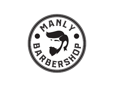 Manly Barbershop artwork barbershop black desainlogo illustration logo logodesign men round simple white