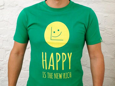Happy is the new rich green happiness happy smile summer t shirt tees yellow