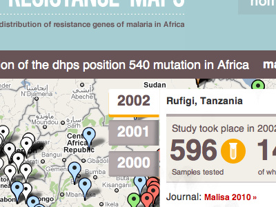 Malaria in Africa biege brown gold google maps green icon maps mash up tabs teal ui web app website
