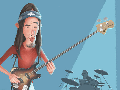 Jaco Pastorius bass guitar character design drummer jaco pastorius jazz music illustration