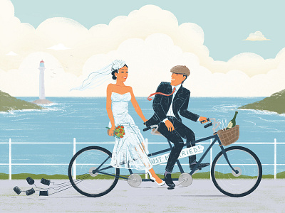 Bicycle Made For Two bicycle celebration couple love marriage ocean tandem bike