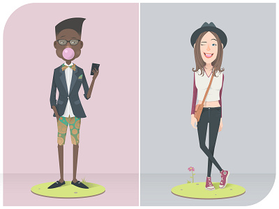 Modern characters character design cute fashion hipsters trendy vector