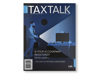 Illuminate blue and white editorial illustration financial services magazine cover vector