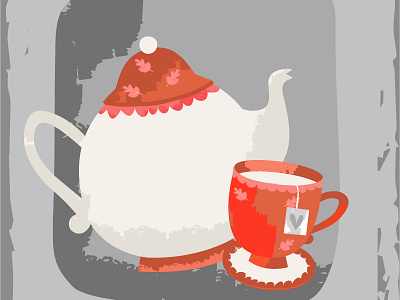 Tea pot design flat illustration vector