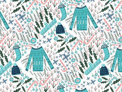 Christmas pattern christmas christmas card christmas tree design doodleart illustration oddbodies pattern design surface design surface pattern design ugly christmas sweater