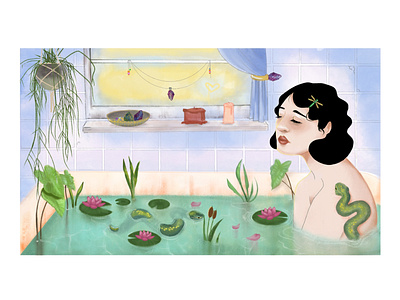 Bathtub Garden design digital illustration garden illustration procreate stayhome