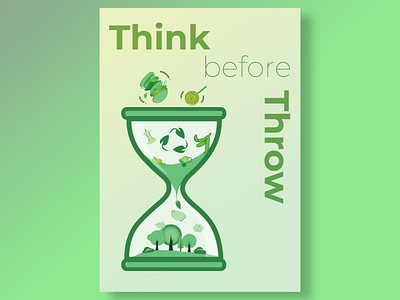 Think before you throw. art bin creative graphic green bin illustration illustrator nature organic waste recycle save earth save trees vector