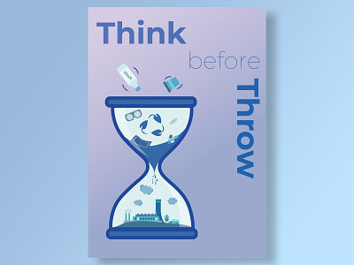 Think Before You Throw art bin blue bin creative graphic illustration illustrator recycle save earth vector visual art
