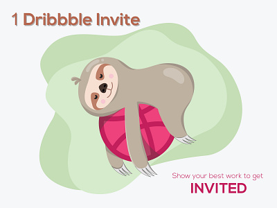 DRIBBBLE INVITE art character creative cute debut dribbble invites illustration illustrator invites lazy sloth visual art
