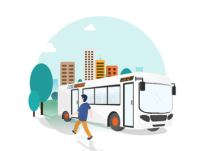 Smart unmanned shop transformed by bus design illustration ui web website